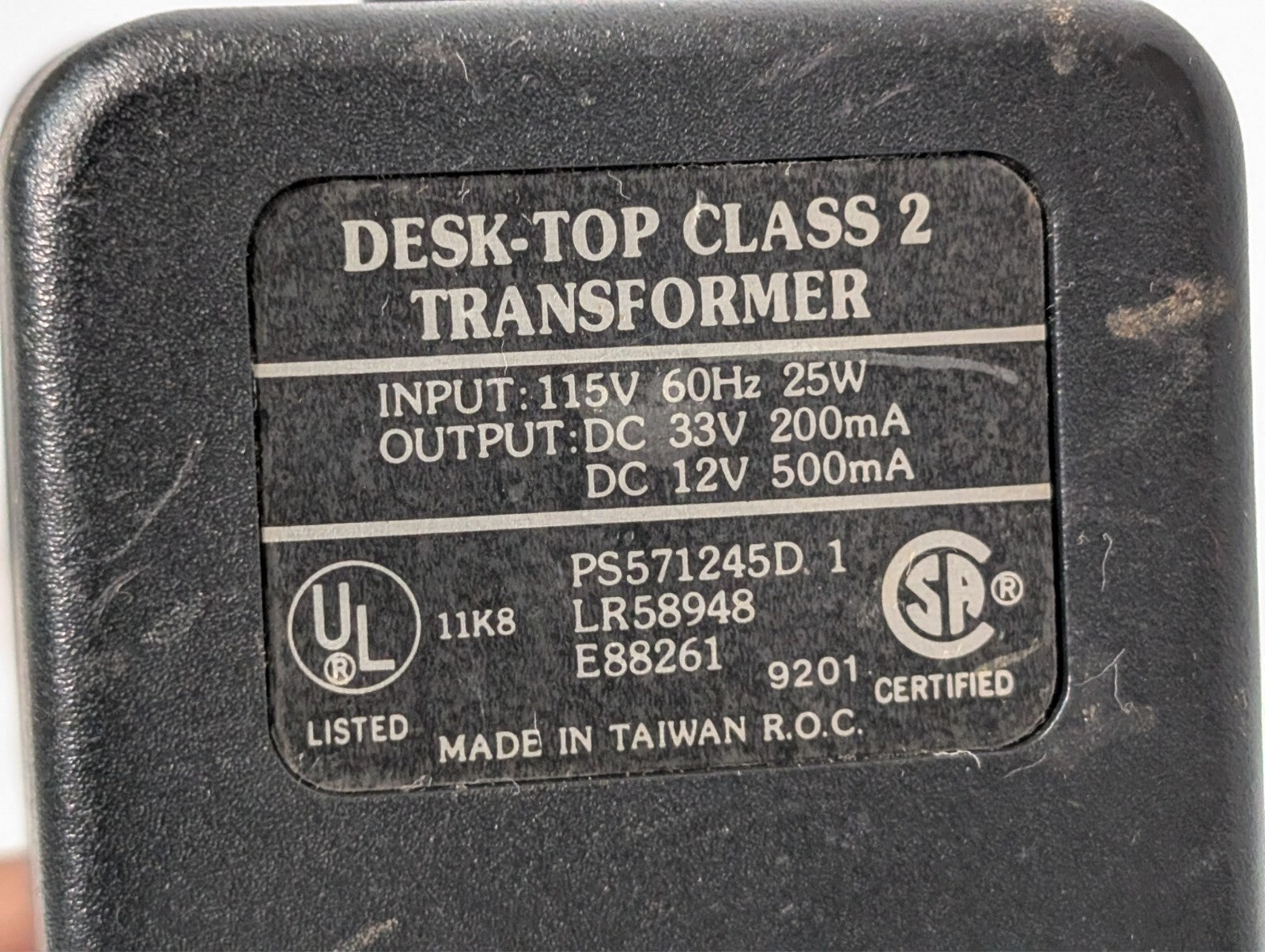 (2) DESK-TOP Class 2 Dual Output Transformer PS571245D 115VAC to 33VDC or 12VDC