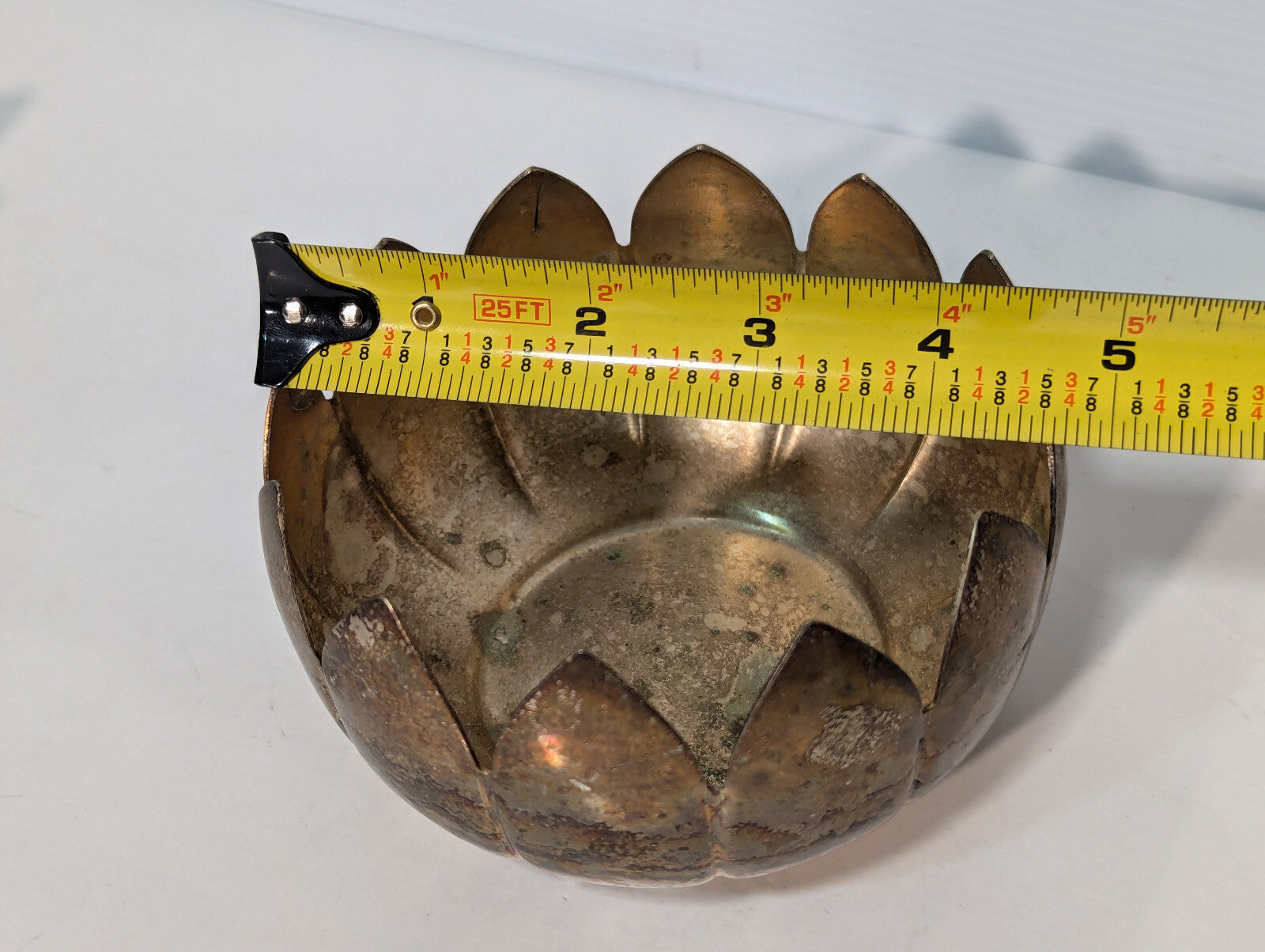 Vintage Brass Lotus Candle Holder Cone Incense Burner Dish Nested Removable Part
