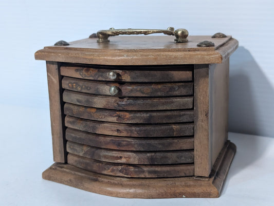 Vintage Catalina Wood Cork Coaster 8 Drawer Set in Chest 5" x 4" x 4"