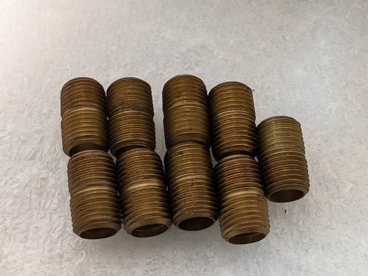 9 Pieces Brass Nipples, 1" Long - Free Shipping
