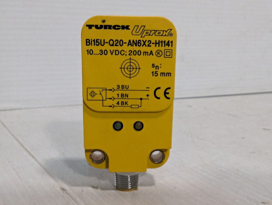 Turck Bi15U-Q20-AN6X2-H1141 Inductive Proximity Sensor, 15mm Range, 10-30VDC