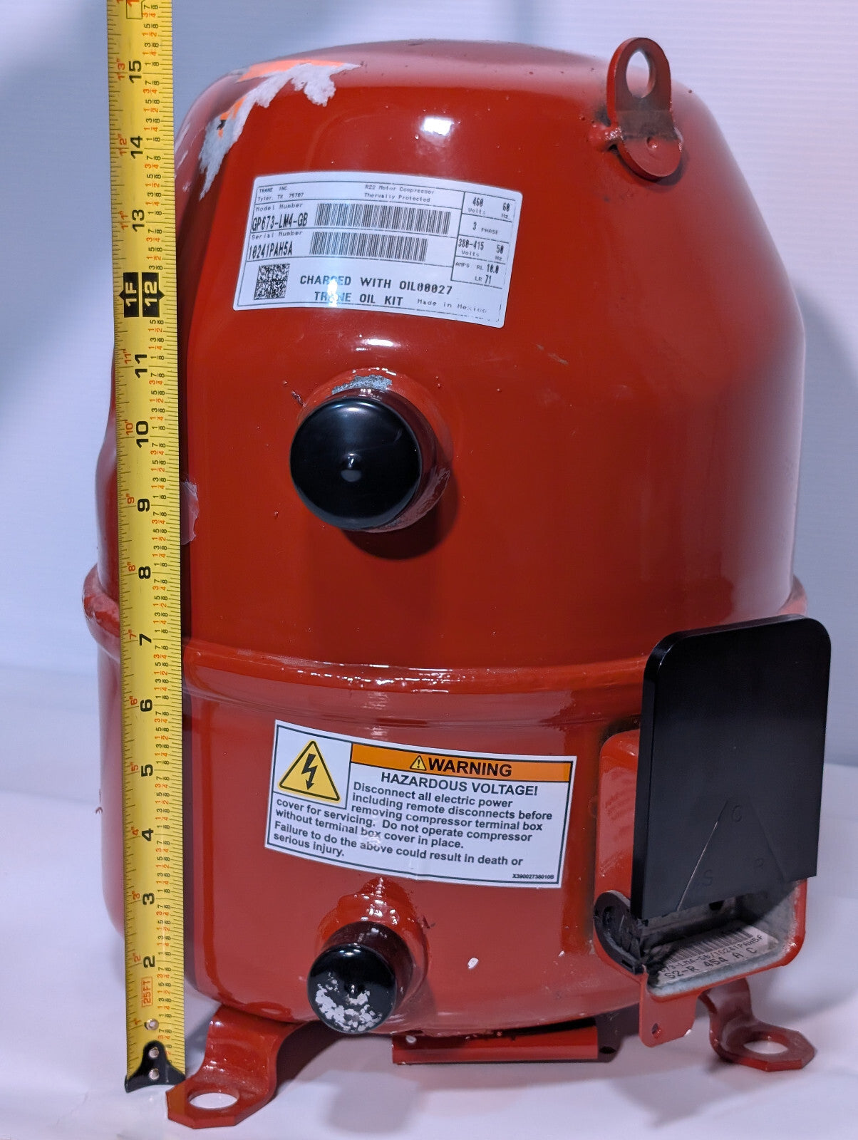 Trane GP673-LM4-GB R22 Motor Compressor, Thermally Protected, 3 Phase