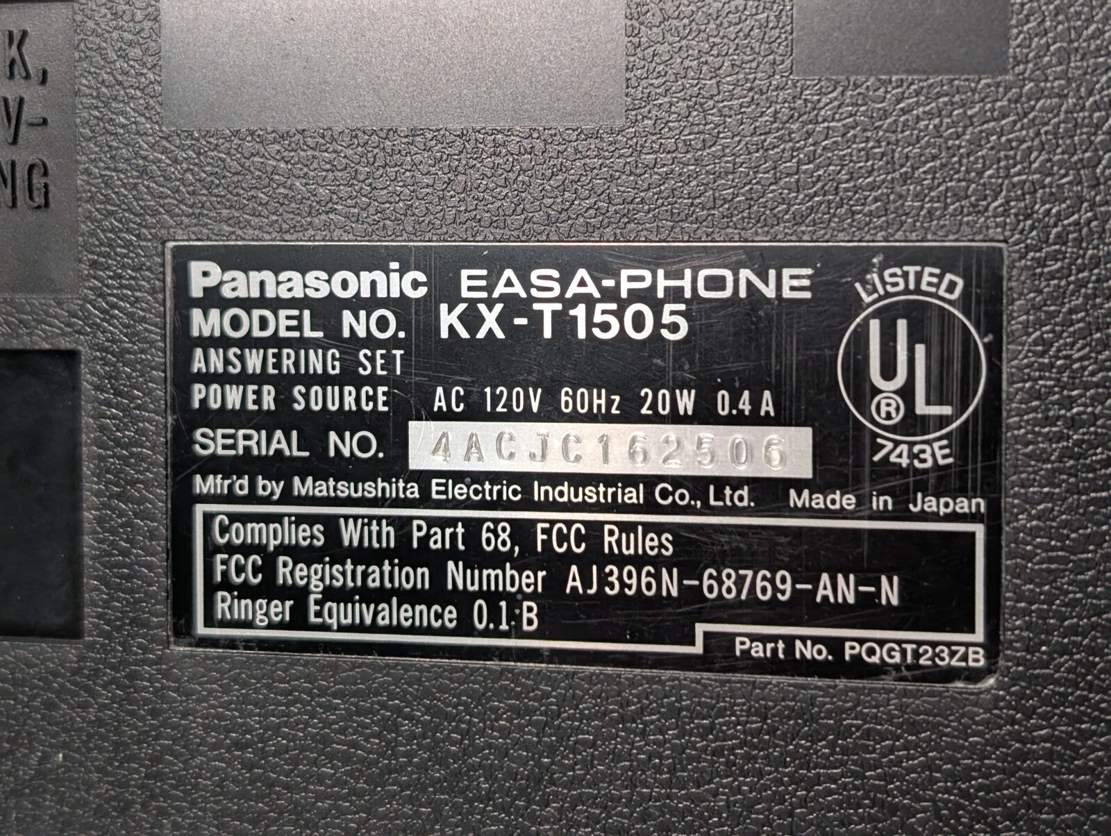 Vintage Panasonic KX-T1505 EASA-Phone Auto Telephone Answering System w\ KX-A51