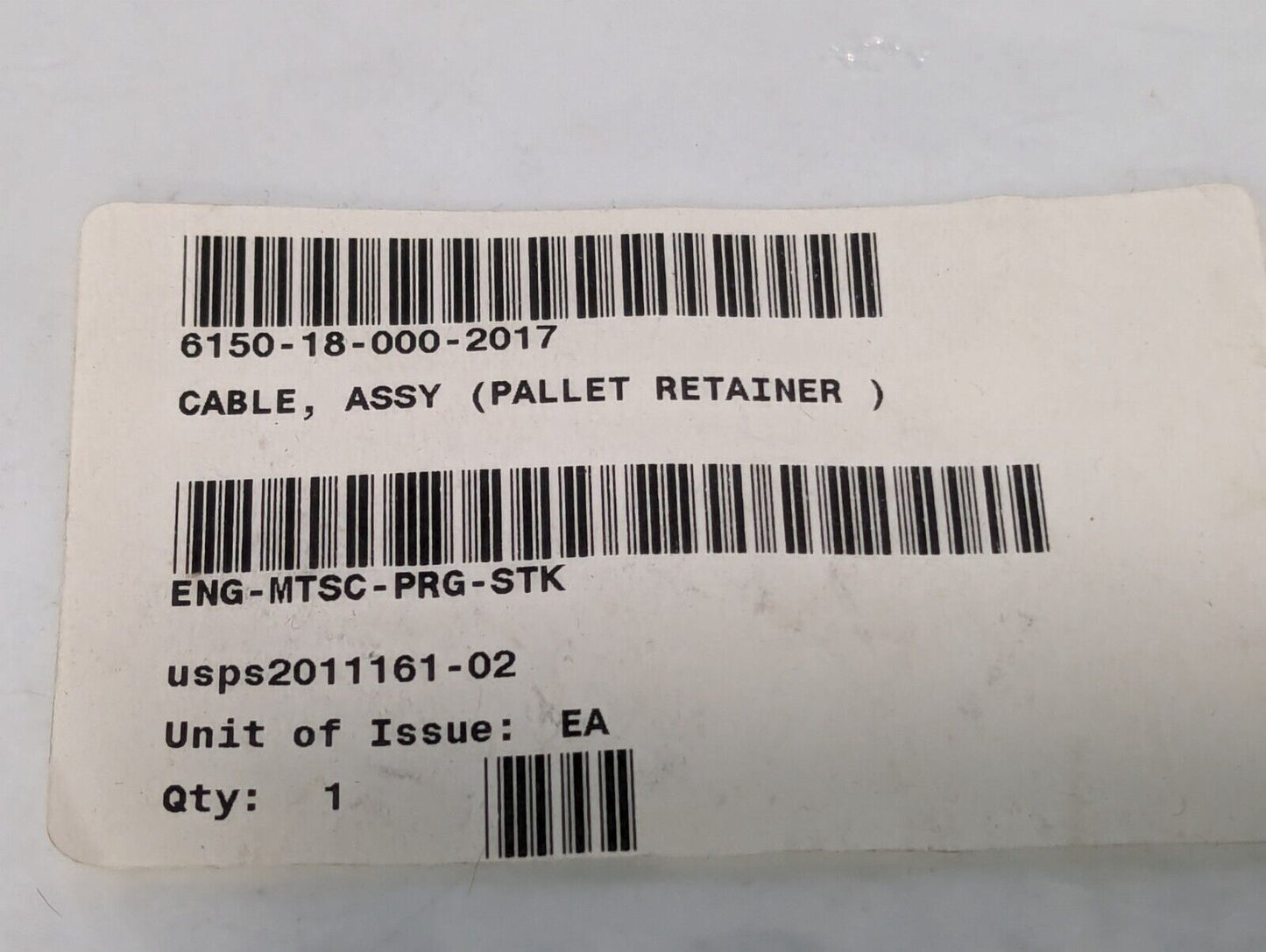 6150-18-000-2017 USPS2011161-02 Pallet Retainer Cable - Free Shipping
