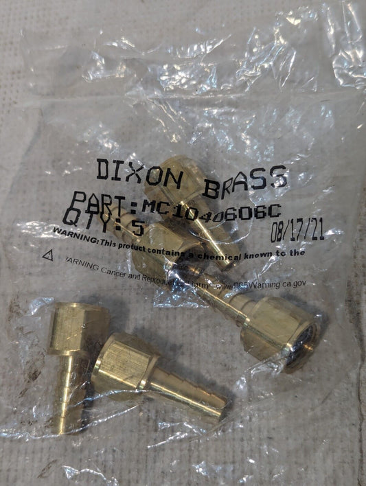 *New* Pack of 5 Dixon Brass MC1040606C Female NPTF x Hose Barb - Free Shipping