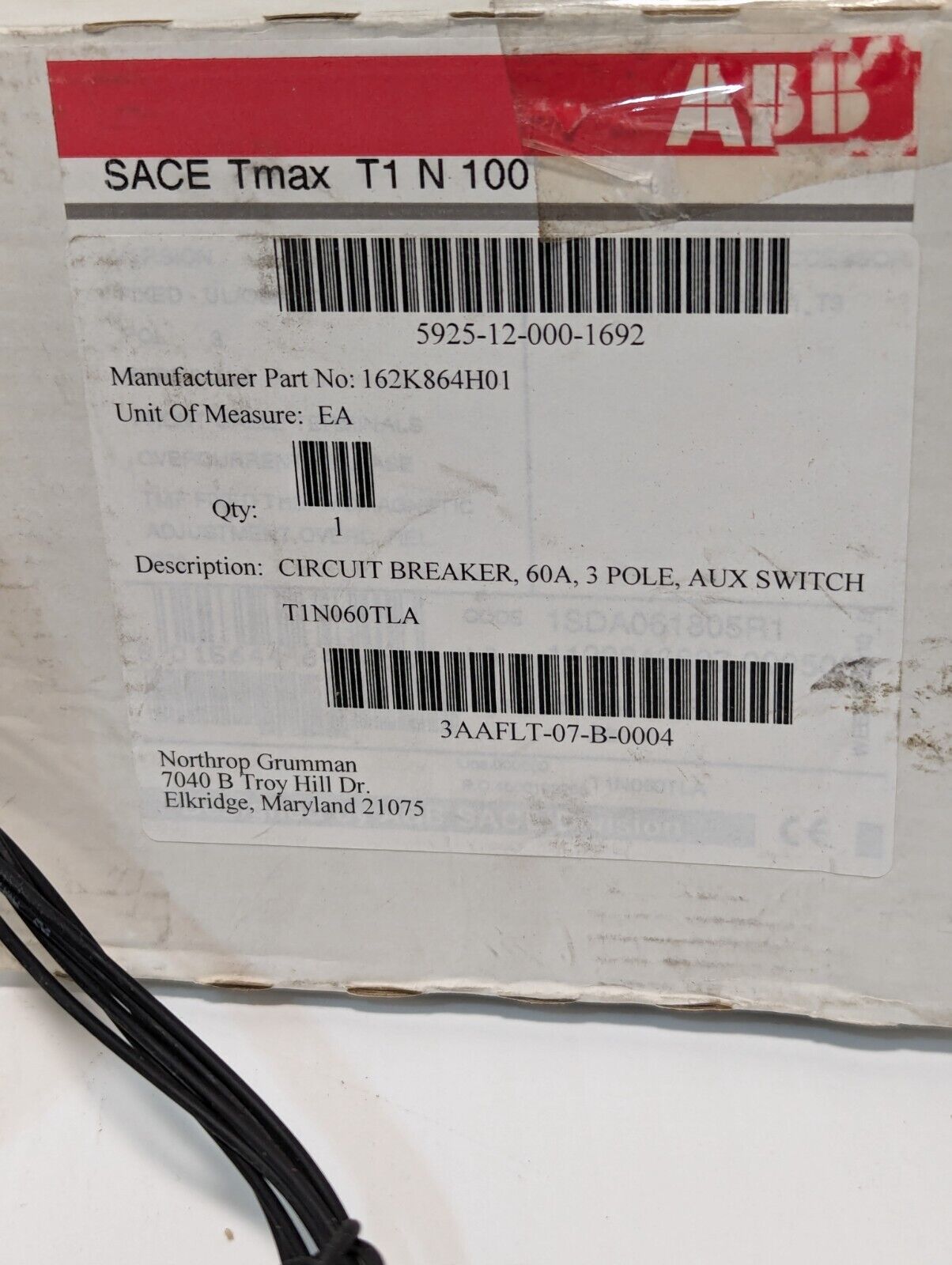 ABB Circuit Breaker  Switch 600A 600V 3P T1N060TLA, 162K864H01 - Free Shipping
