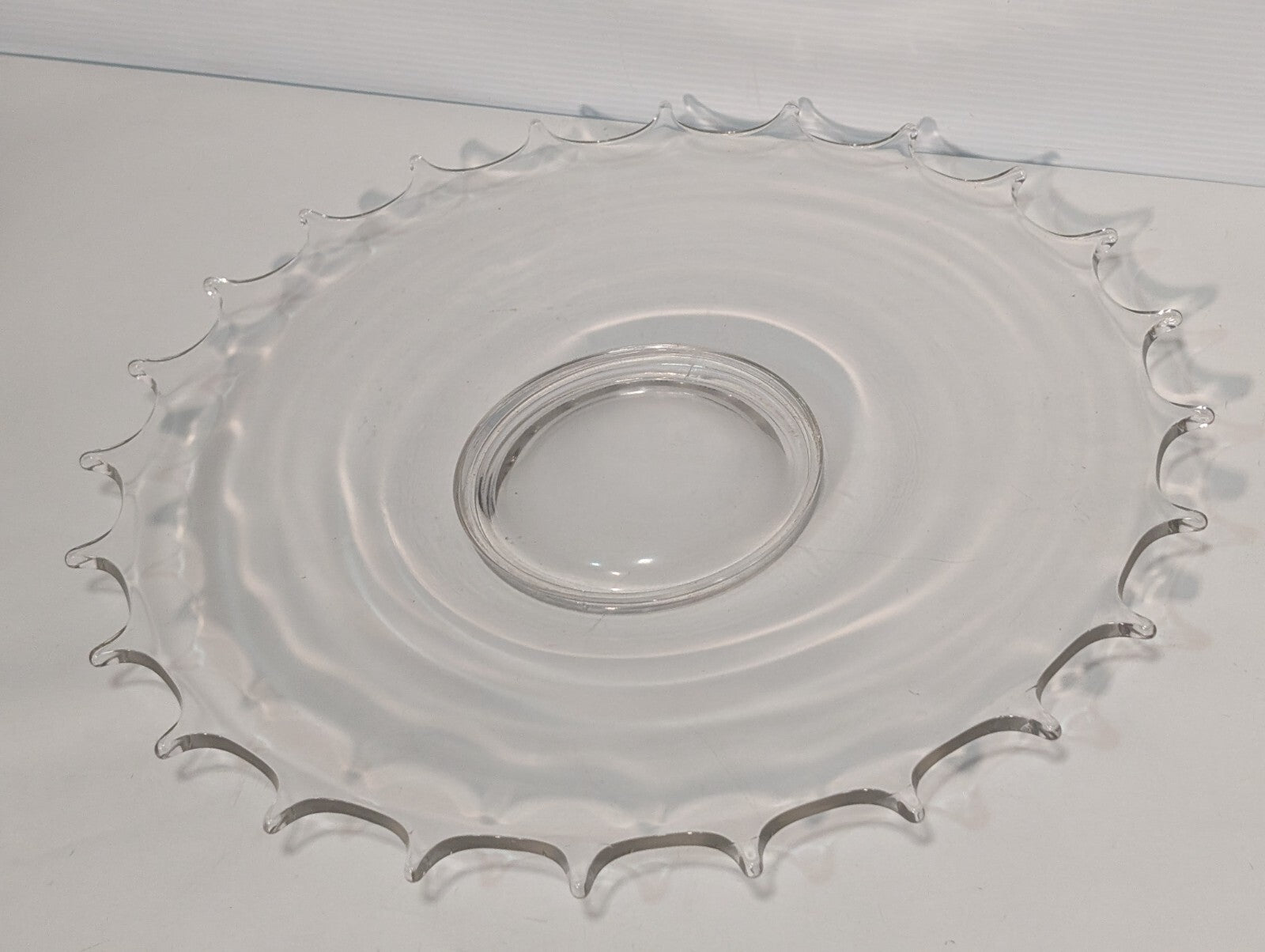 Vintage Glass Serving Platter \ Dish, 24 Point, 16.5" Wide, Clear