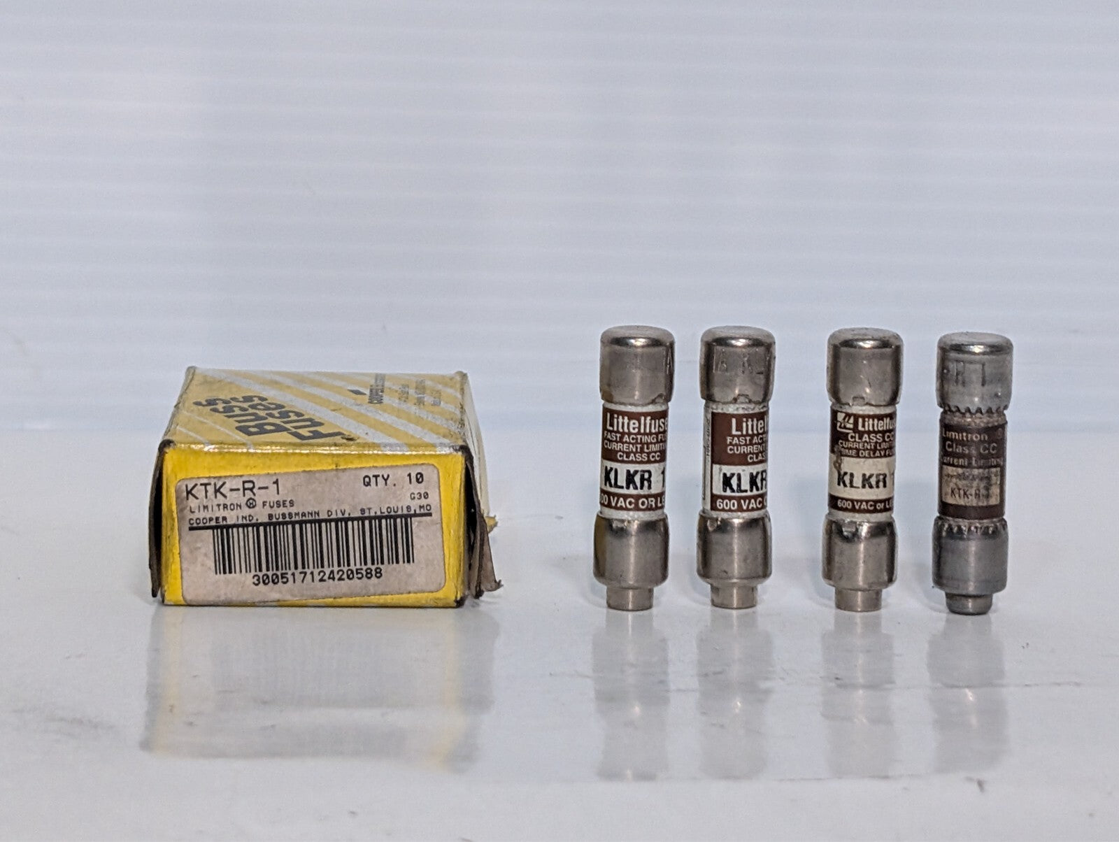 (14) 1 Amp Fuses, 4 Littelfuse KLKR 1, 10 Cooper Bussman KTK-R-1