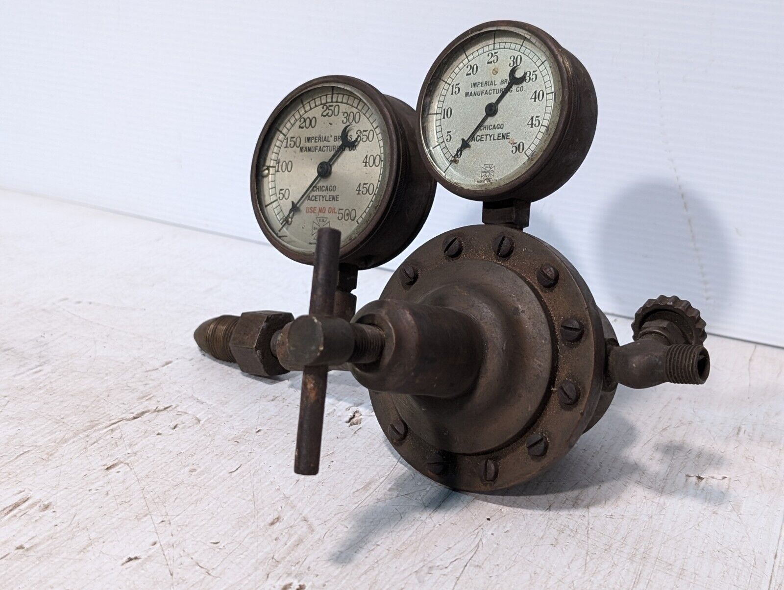 Vintage Imperial Brass Acetylene Pressure Gauge, Regulator Valve - Free Shipping