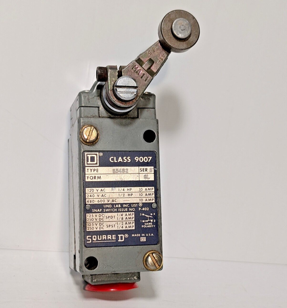 Square D B54B2 Ser 5, Class 9007, Form GL, Heavy Duty Limit Switch, 10 Amp