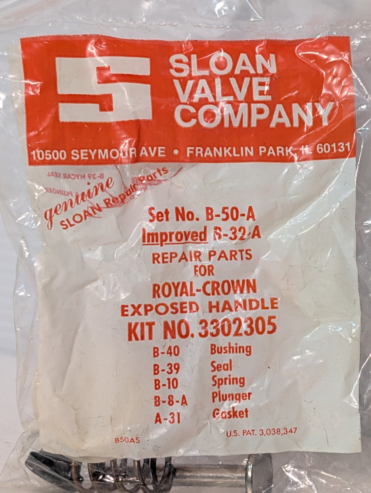 (4) SLOAN B-50-A Flush Valve Handle Repair Kit