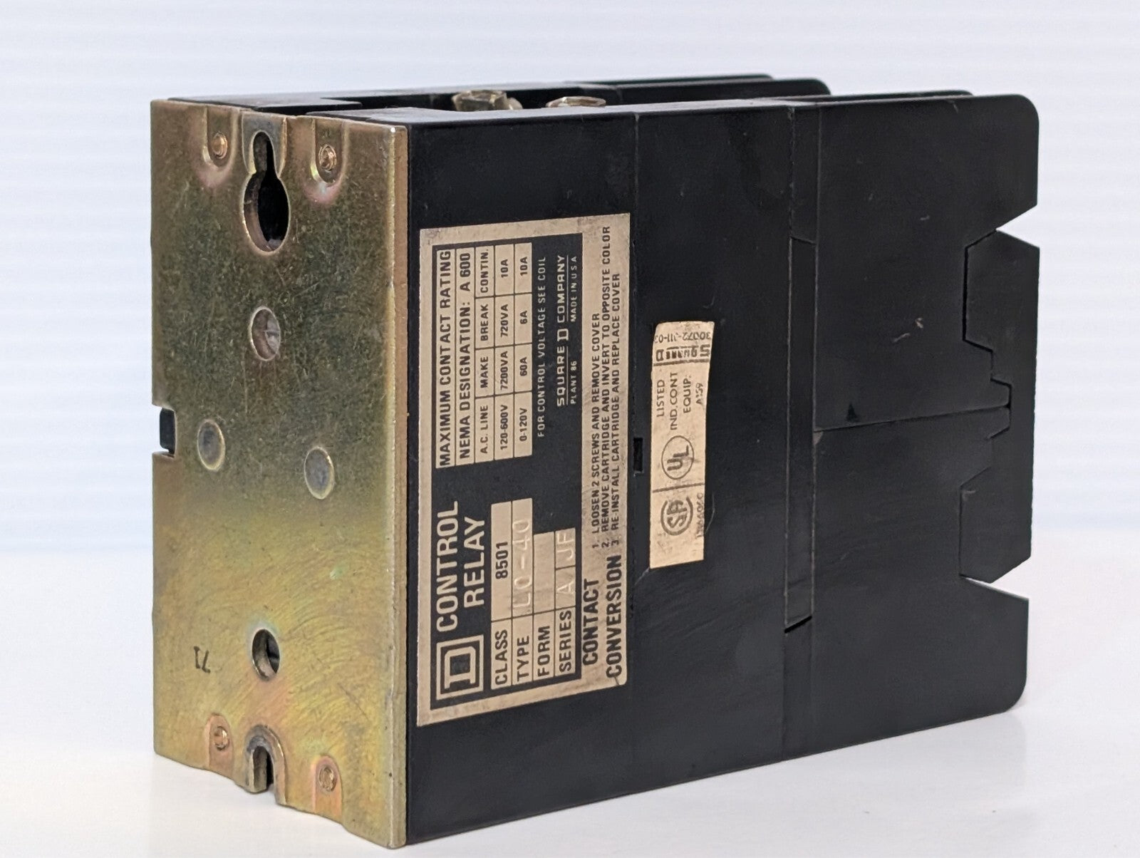(5) Square D 8501 L0-40 Control Relay 120V Coil LO-40