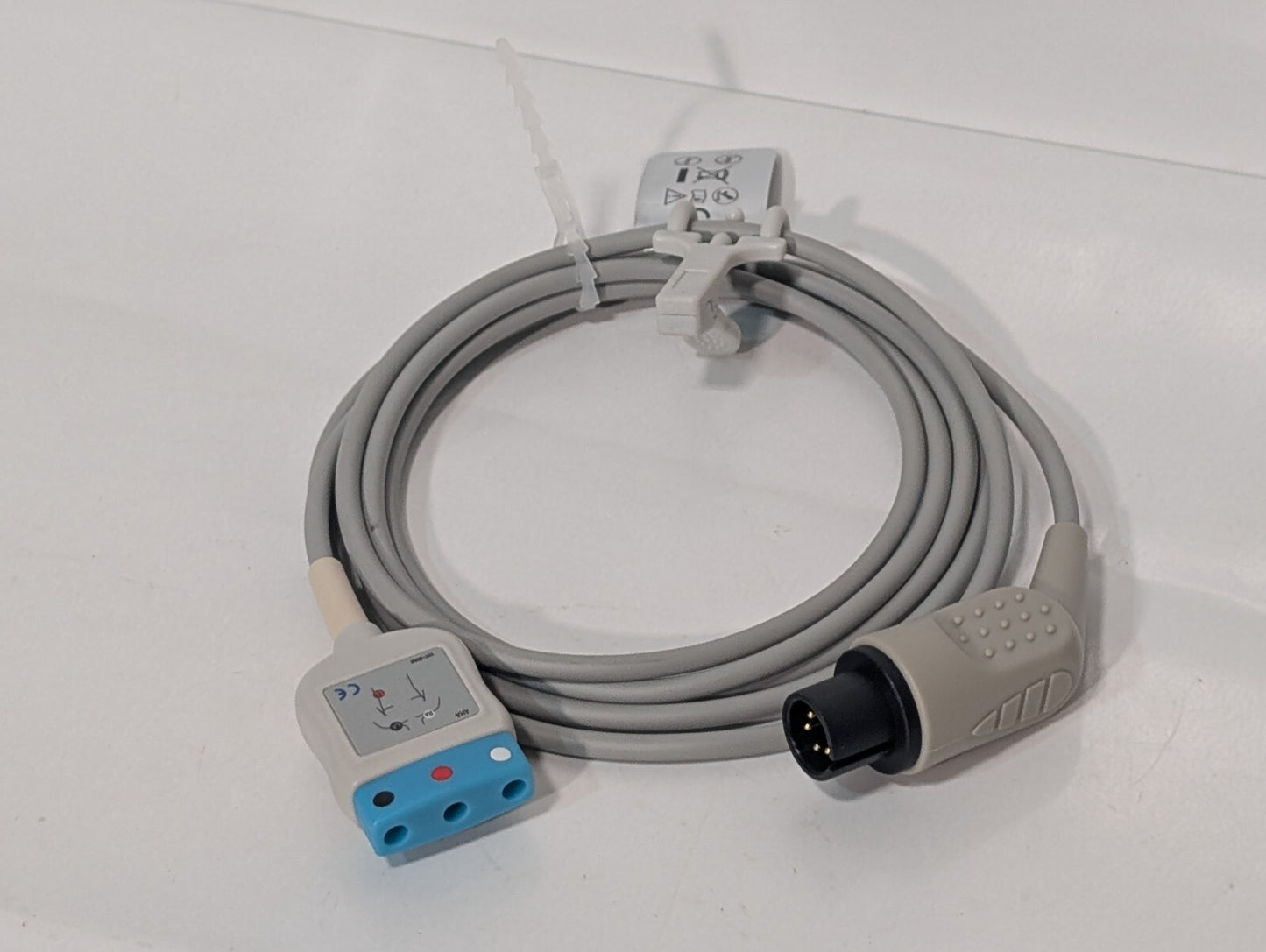 AAMI D-1340 6 Pin to 3 Lead Single (Din) ECG Trunk Cable, Blk, Red, White Leads
