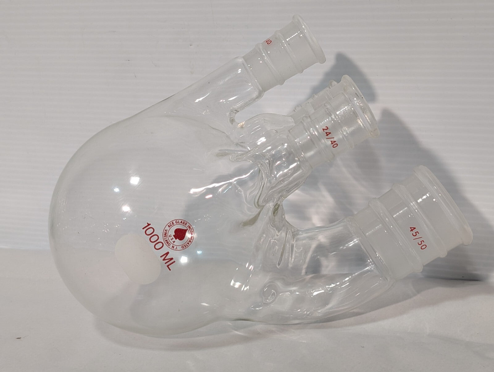 Ace Glass 4 Neck Round Bottom 1000ml Boiling Flask,  (3) 24/40 & (1) 45/50