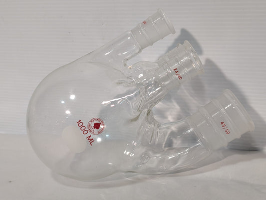 Ace Glass 4 Neck Round Bottom 1000ml Boiling Flask,  (3) 24/40 & (1) 45/50