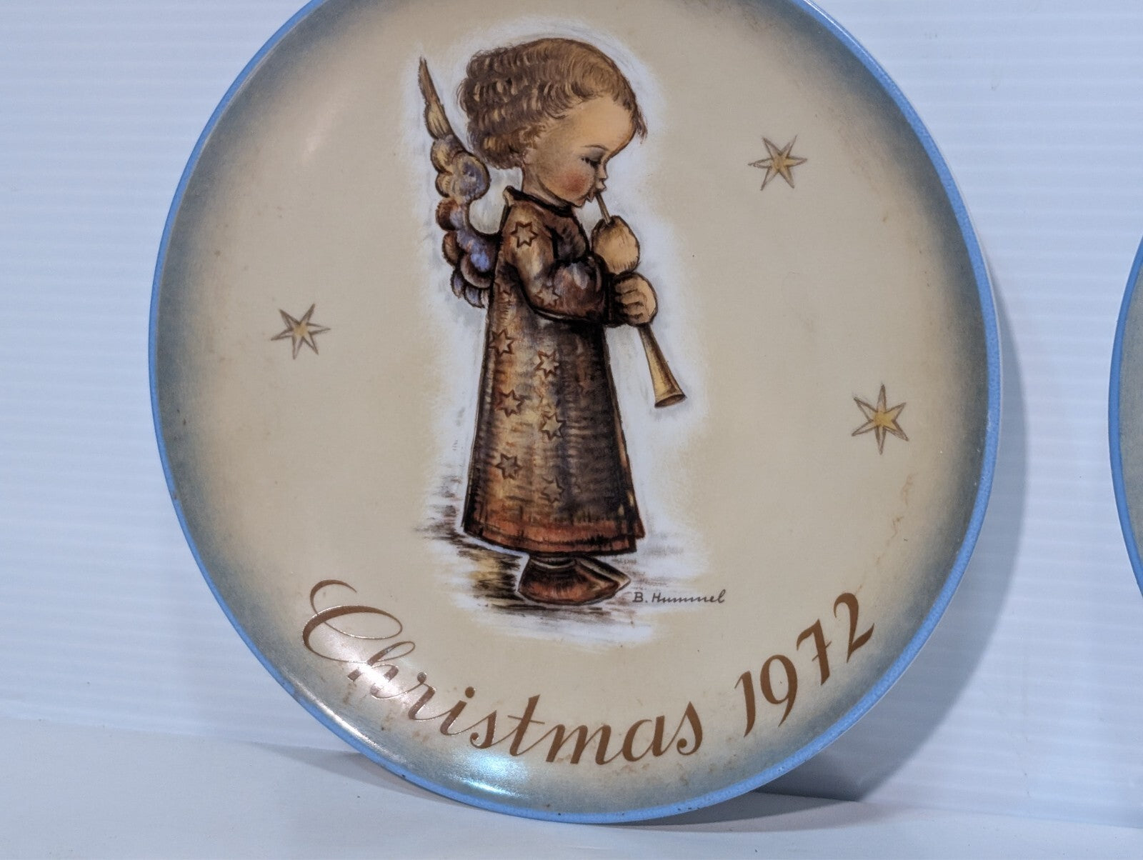 (2) Bertha Hummel Christmas Plate 1971 1972 Heavenly Angel Children