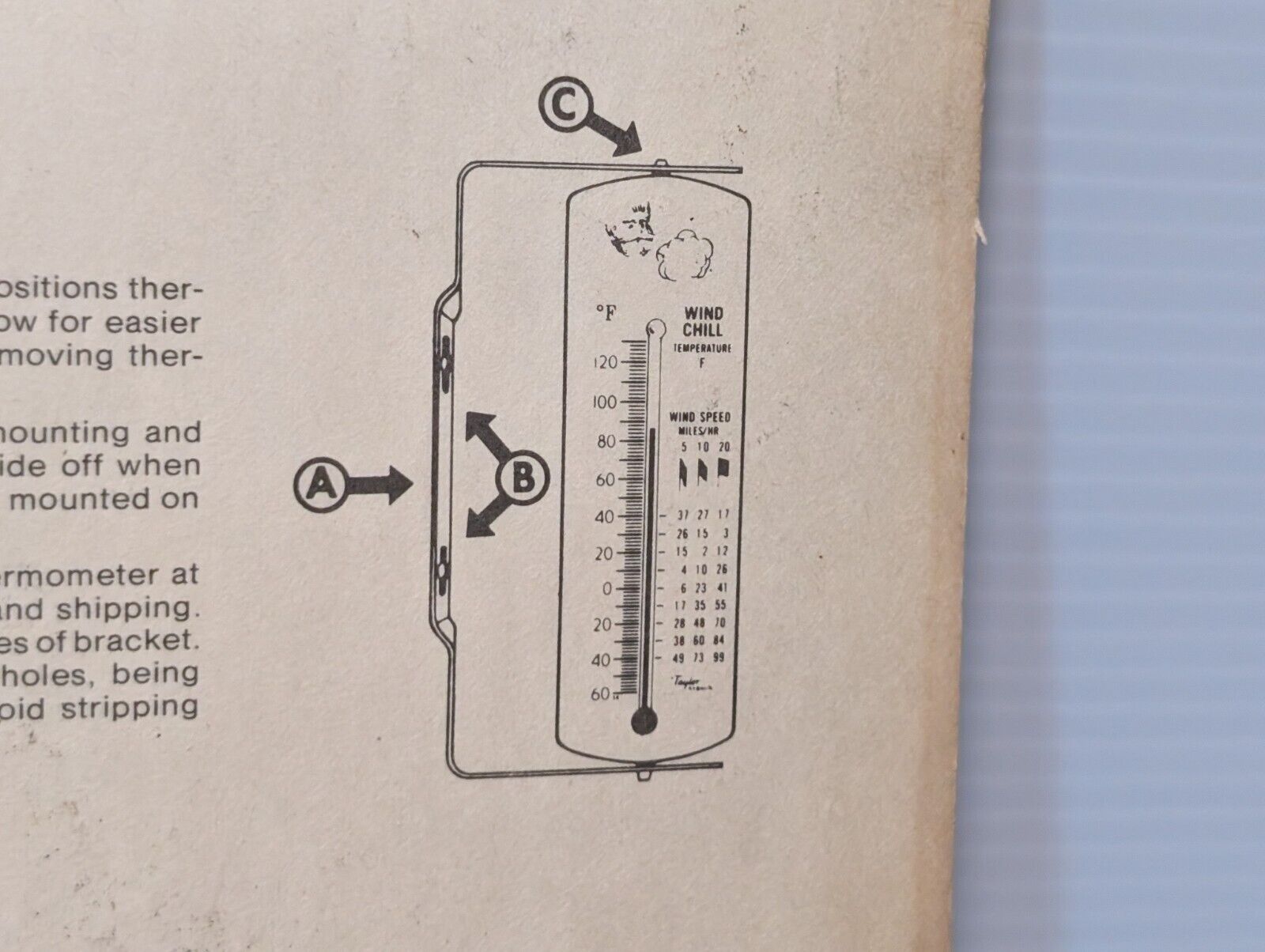 Sybron Taylor 5304 Outdoor Wind Chill Thermometer as pictured in original box