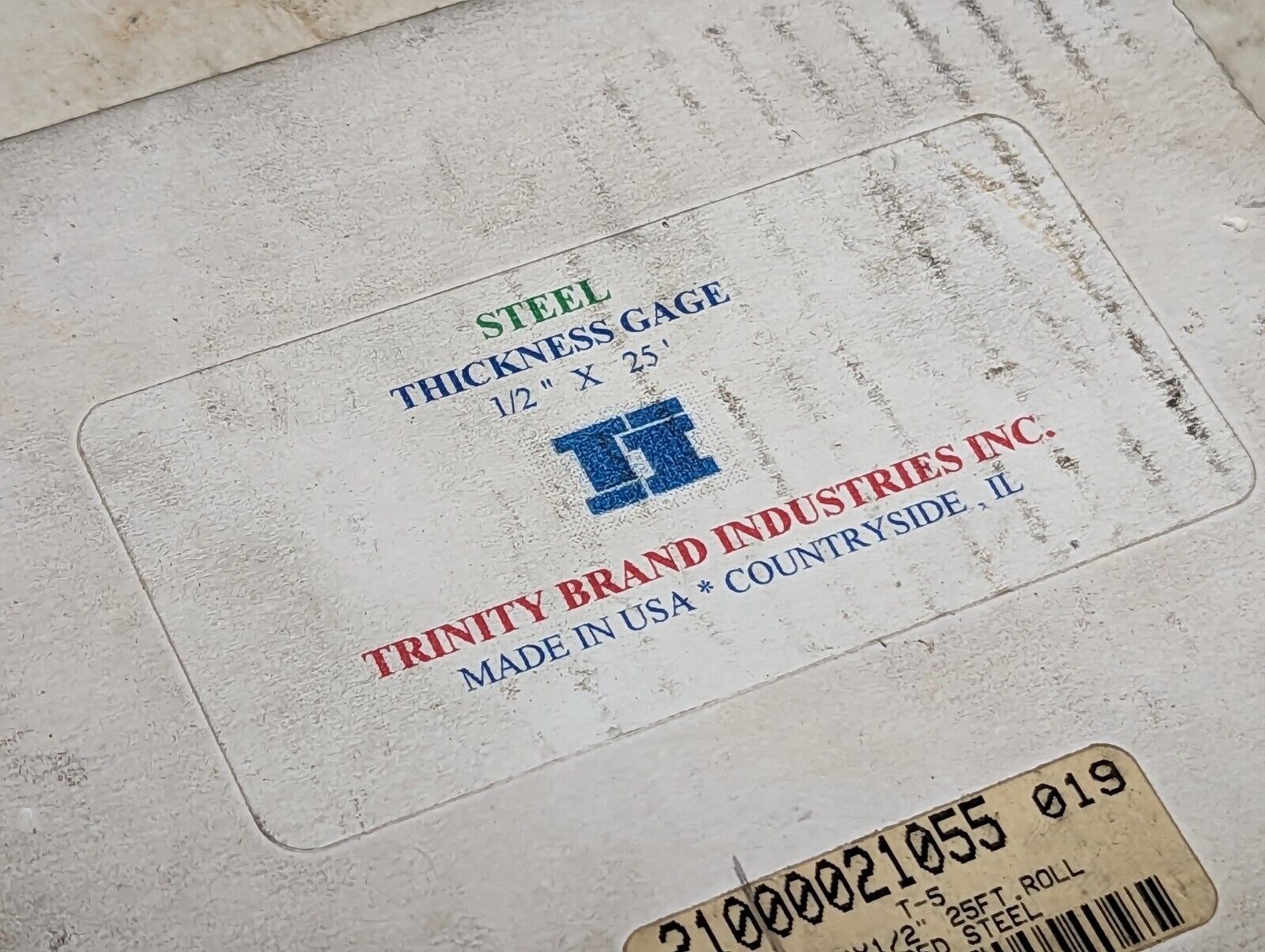 Trinity tempered steel roll, 0.005" x 1/2" x 25'