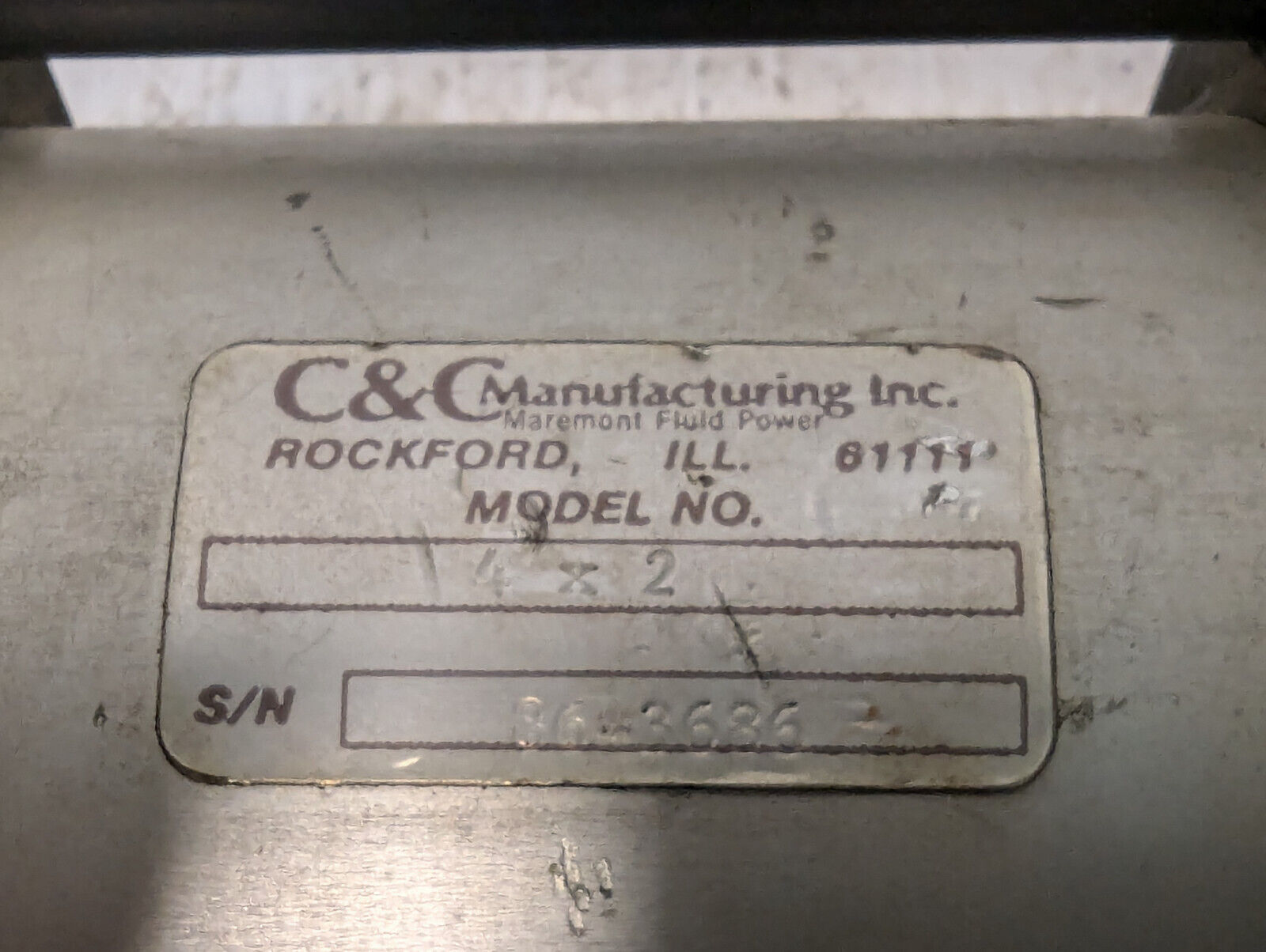 C&C Mfg 4" bore x 2" stroke cylinder, 863686, Made in USA, Free Shipping