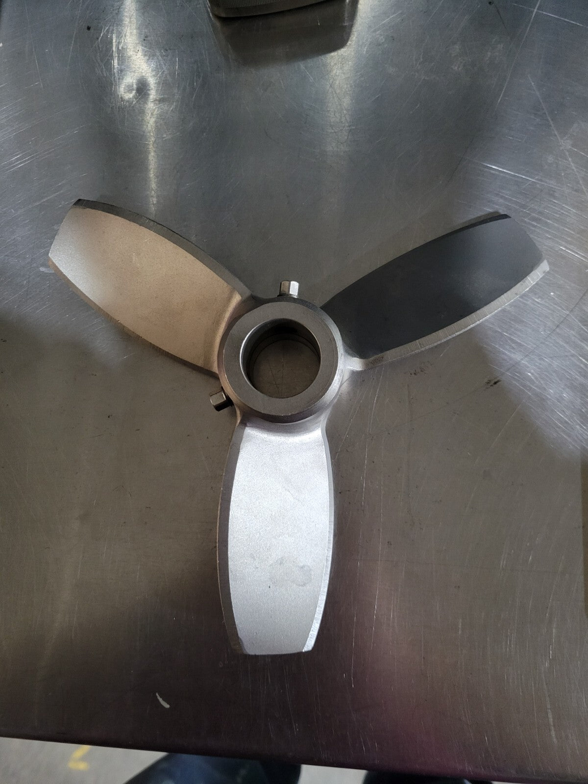 8.5" Mixing Propeller, 3 Blades, Steel, Two Set Screws with Square Heads