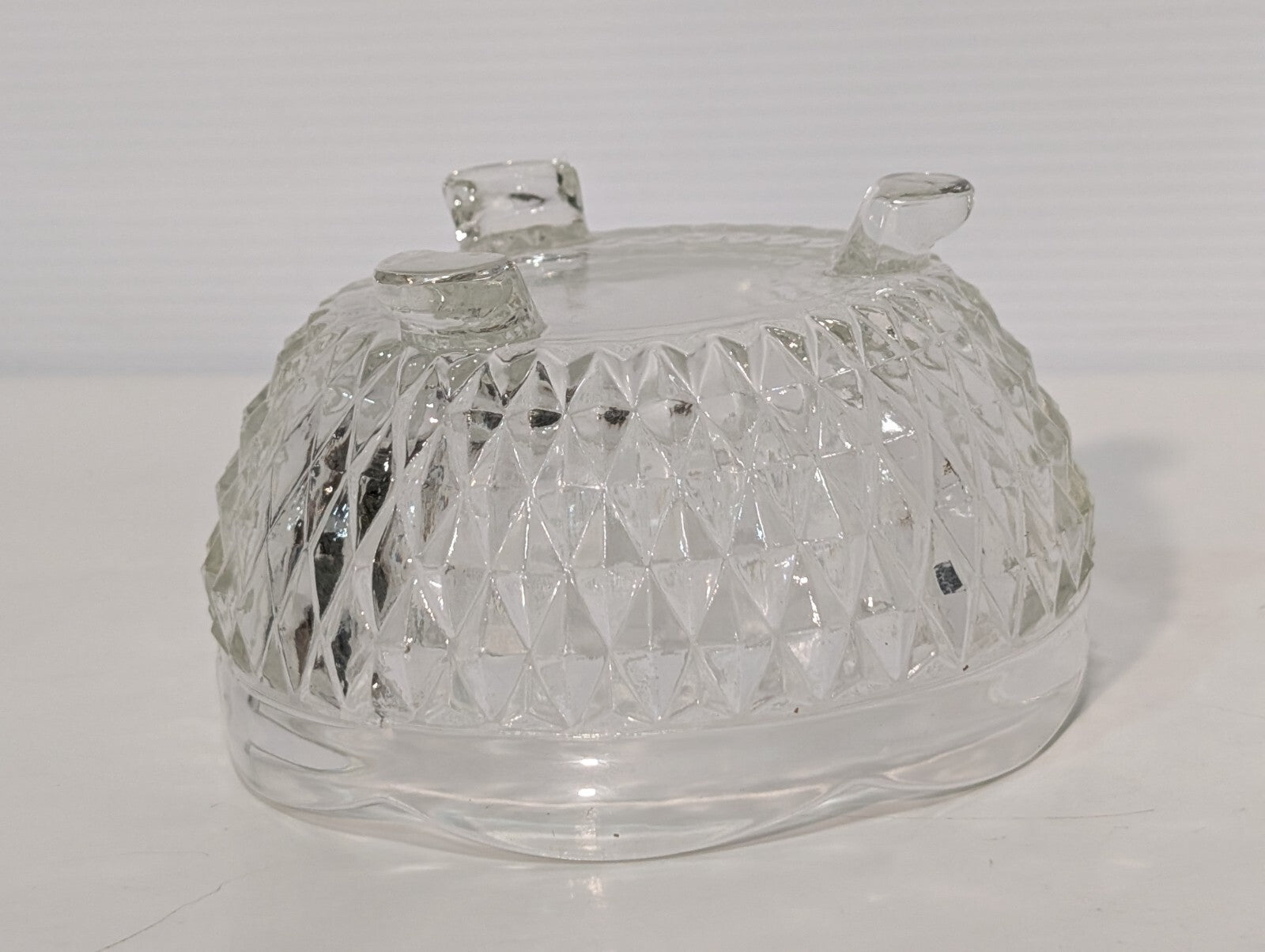 Vintage Indiana Glass Clear Diamond Point 3 Toed Candy Dish 5” x 3”