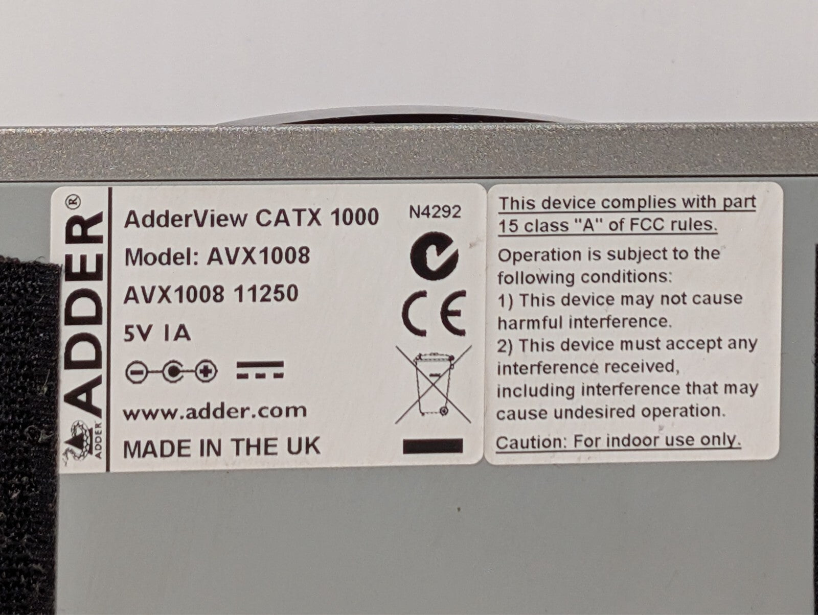 Adder Adderview CATX1000 AVX1008 1x8 KVMA Switch with Power Supply