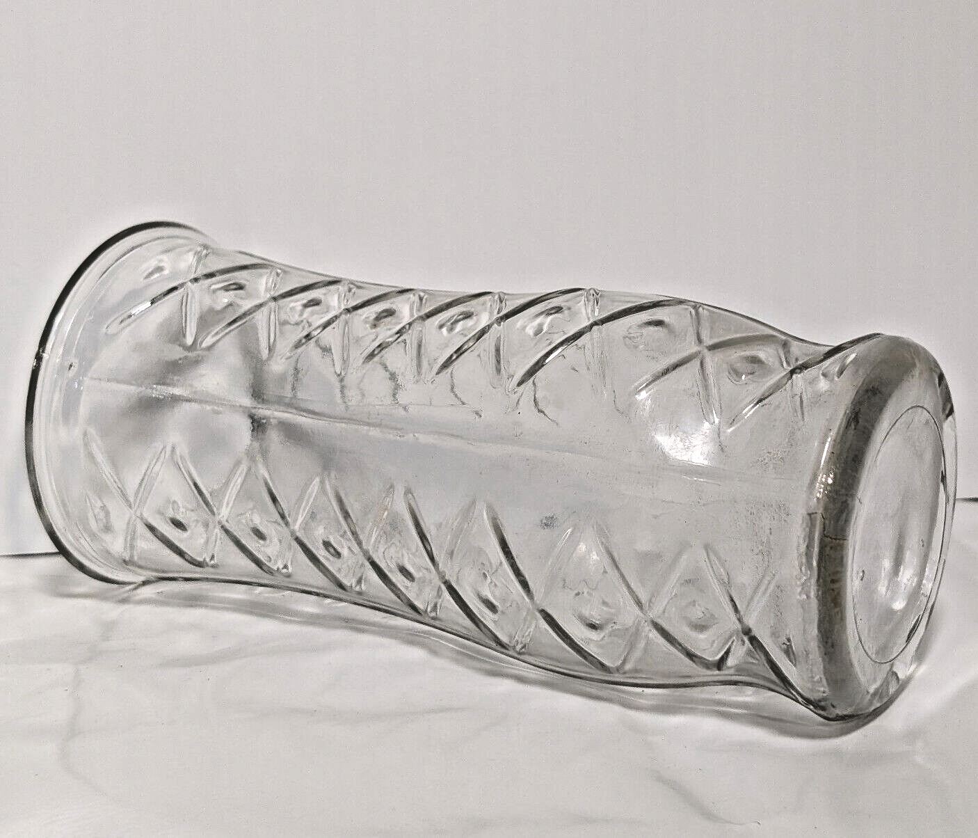 Vintage Imitation Brody Bud Vase Clear Glass, Diamond, Eye, 8.5" x 4"