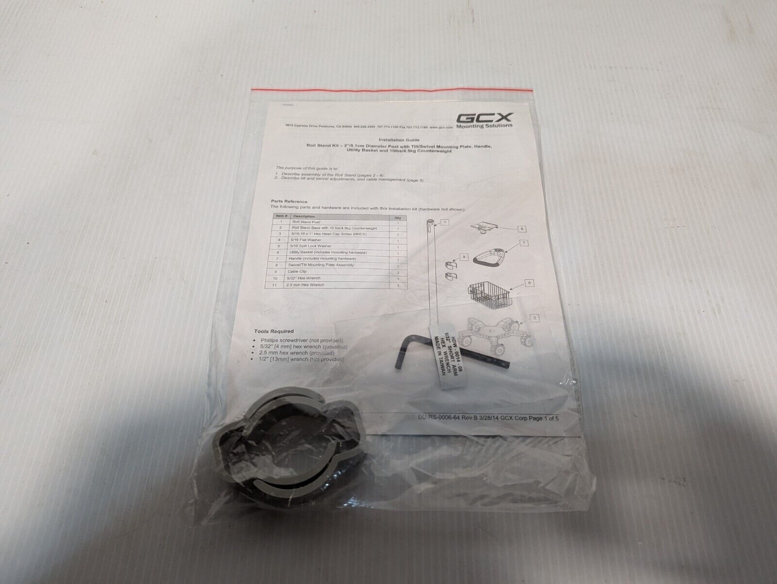 GCX RS-0006 Polymount Roll Stand Kit w/ Mounting Plate Handle Basket - Free Ship