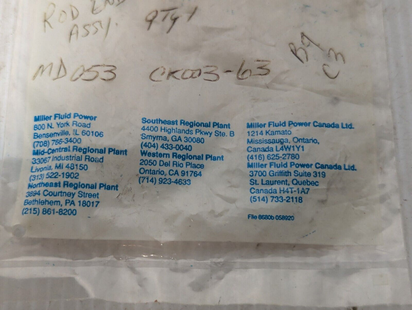 Miller 053-CK003-63 Cap End Cushion Seal Kit - Free Shipping