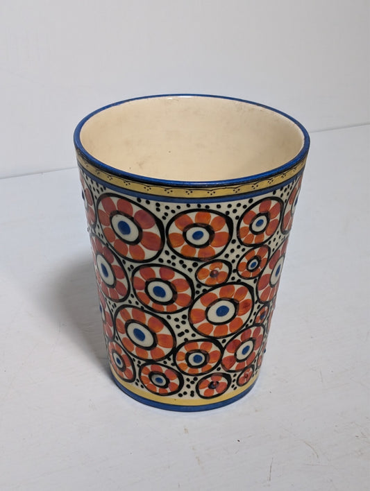 Vintage Handpainted Drinking Cup Czechoslovakia Sunshine Sun Orange Colorful