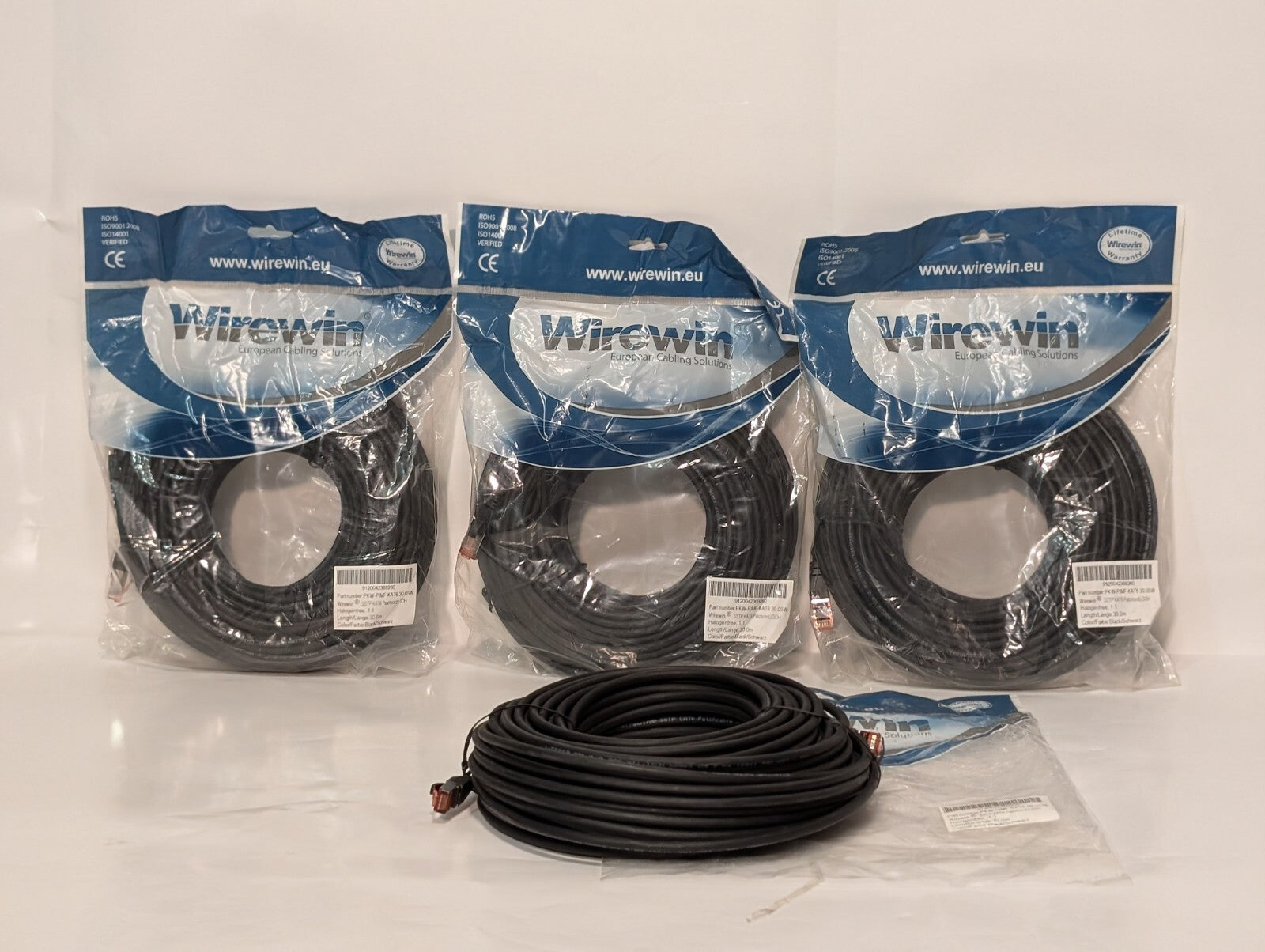 (4) Wirewin PKW-PIMP-KAT6 Weiss CAT6 Patch Cord, S/FTP, LSZH