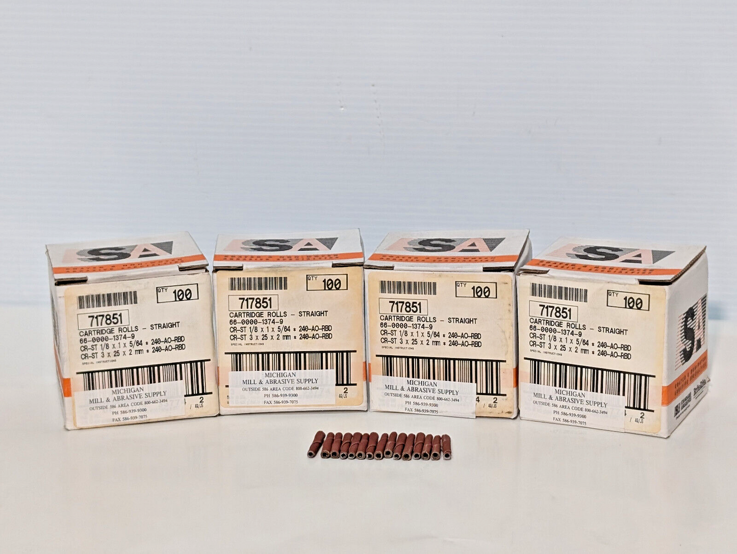 Standard Abrasives 717851 Straight Cartridge Rolls 1/8x1x5/64, 240 AO-RBD 100 Ct