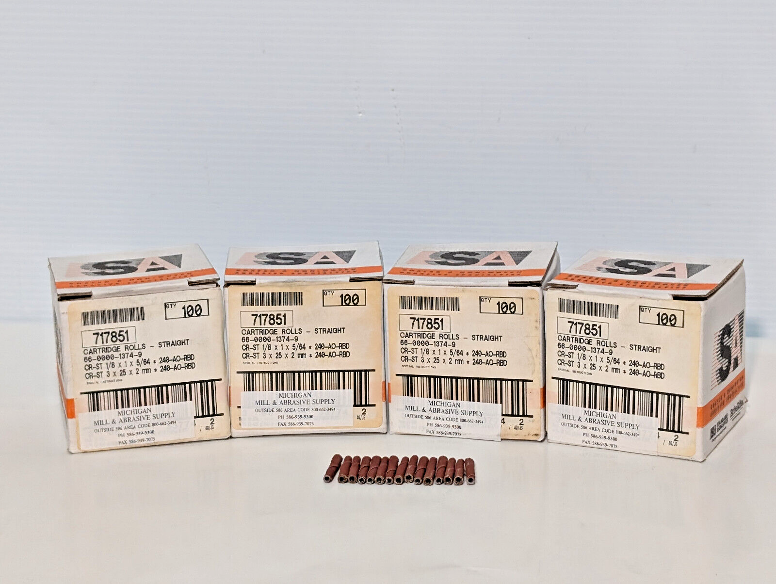 Standard Abrasives 717851 Straight Cartridge Rolls 1/8x1x5/64, 240 AO-RBD 100 Ct