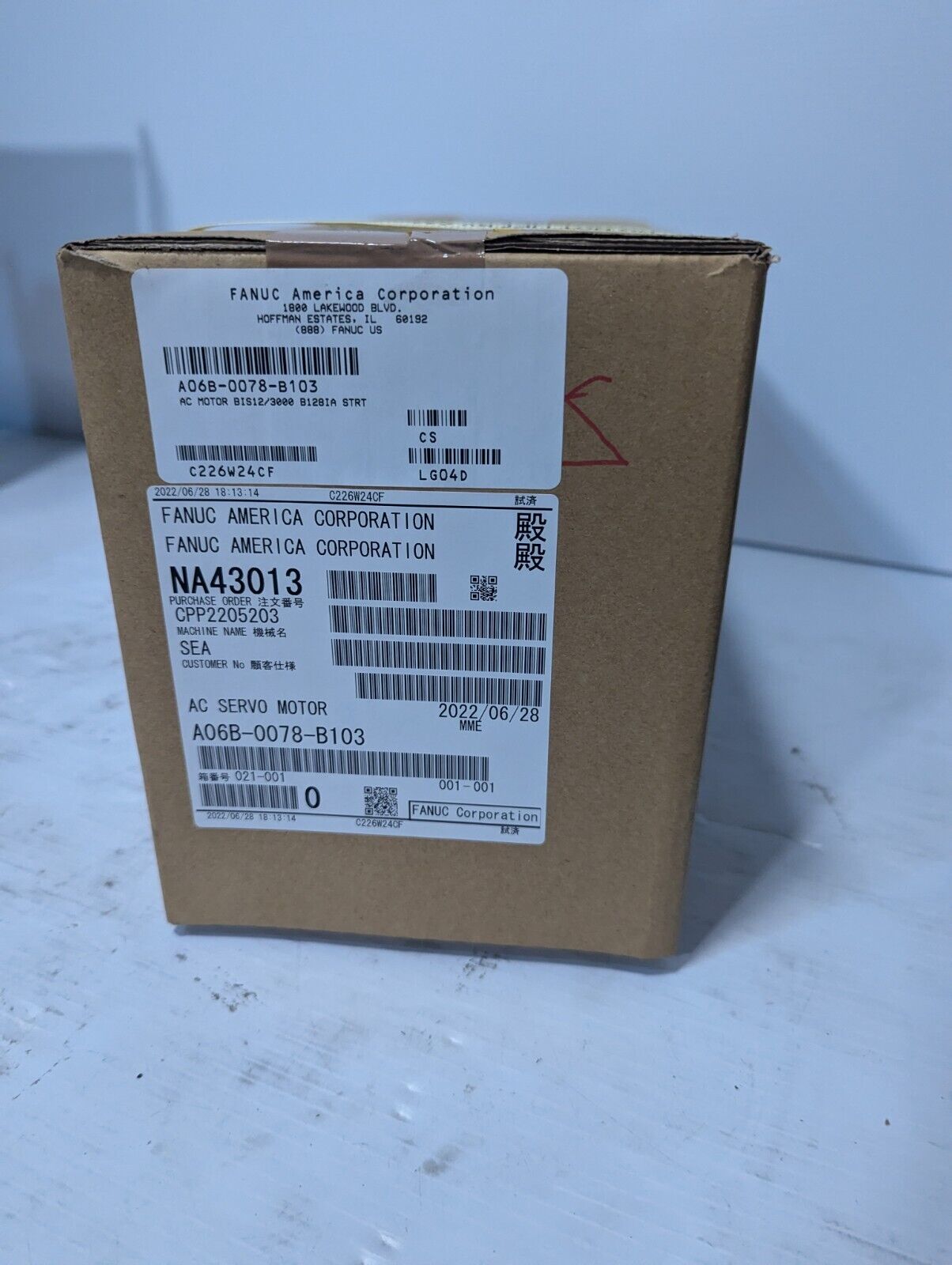 Fanuc A06B-0078-B103 AC Servo Motor, Model BiS 12/3000, IP65, b128ia Key
