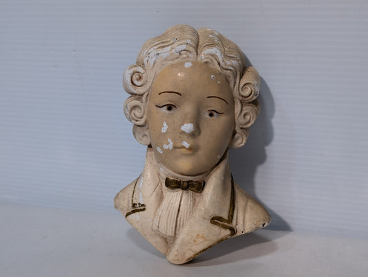 Vintage French King Louis Plaster 3D Bust Wall Plaque