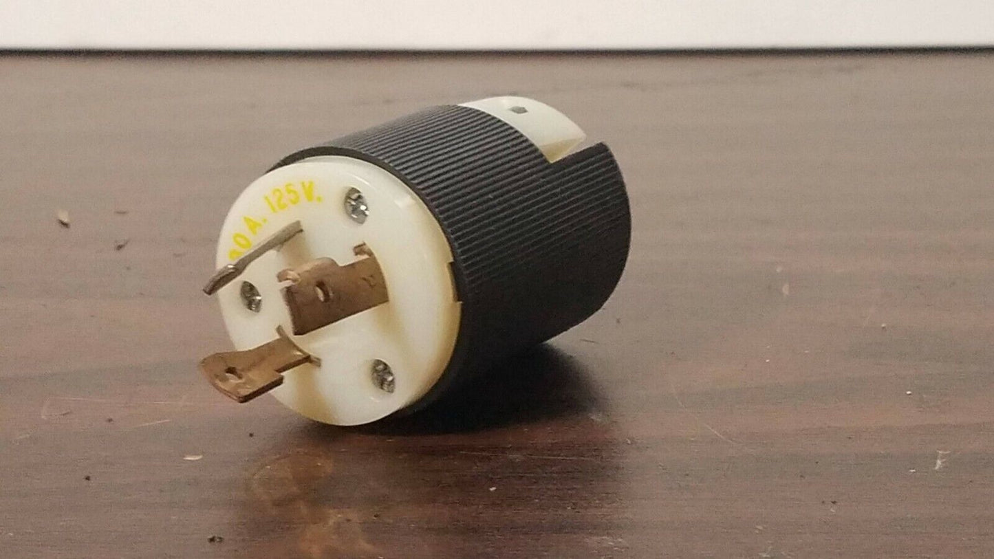 Hubbell HBL2611 Locking Plug, 30 amp, 125V, L5-30P, Black and White