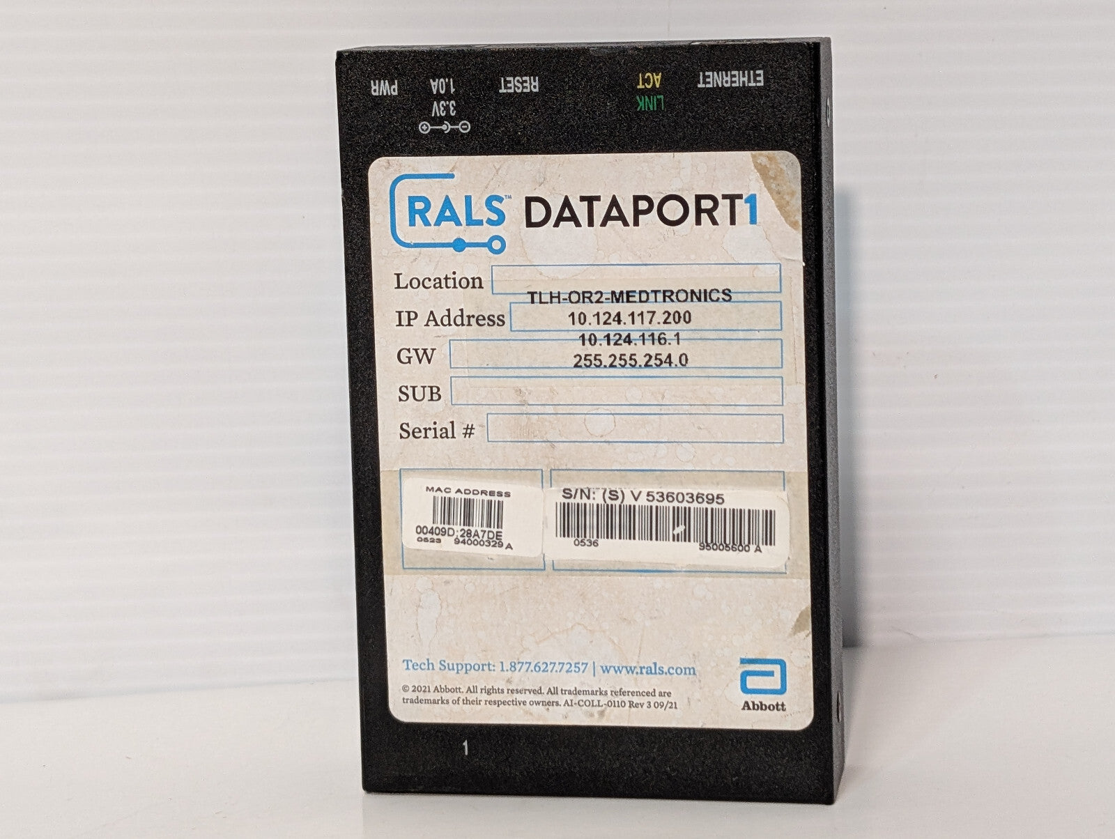 Abbott Rals Dataport 1 Digi One Real Port 50000723-01W Ethernet, Power Supply