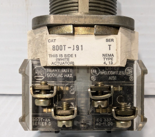 Allen Bradley A-B 800T-J91 Selector Switch 600VAC, Ser T, Boot-XA, Free Shipping