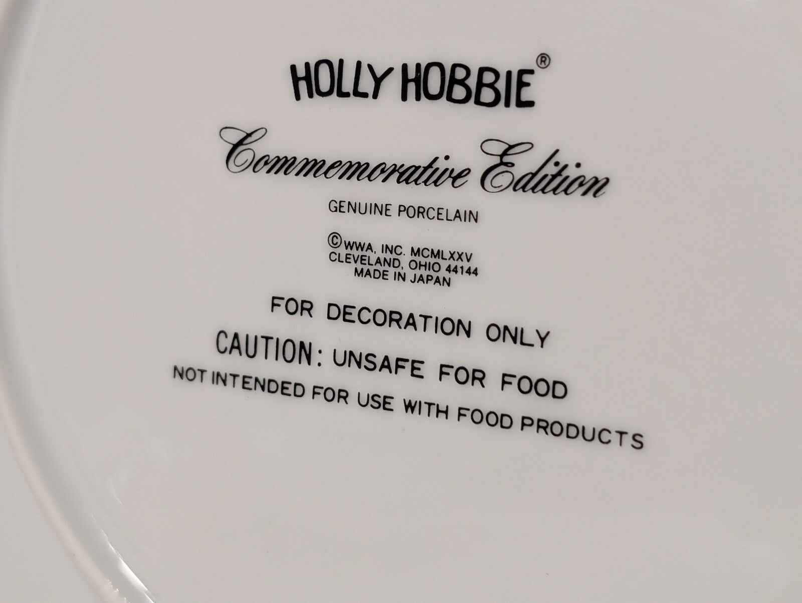 Vintage Holly Hobbie Mother's Day 1975 Collectable Porcelain Plate Made in Japan