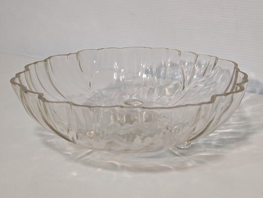 Vintage Indiana Glass 3-Footed Mid-Century Sunflower 11" Glass Bowl