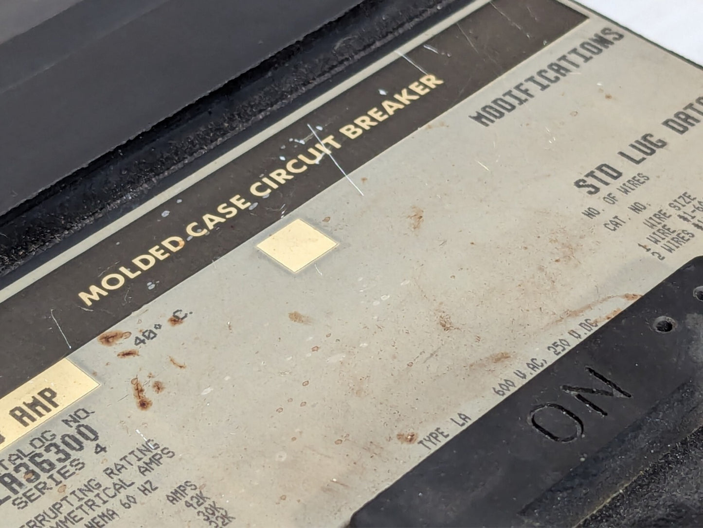 Square D LA36300 I-Line Plug On Circuit Breaker 300A 600V 3P 3PH LA 300A 3 Pole