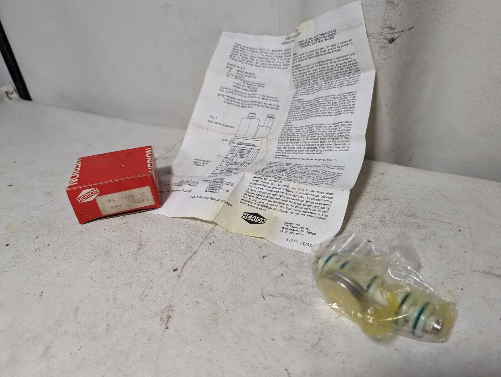 Herion 81-108-27 Fluidtronik SPK274 Sof 5/2 1/4 Double Act Repair Kit D426387