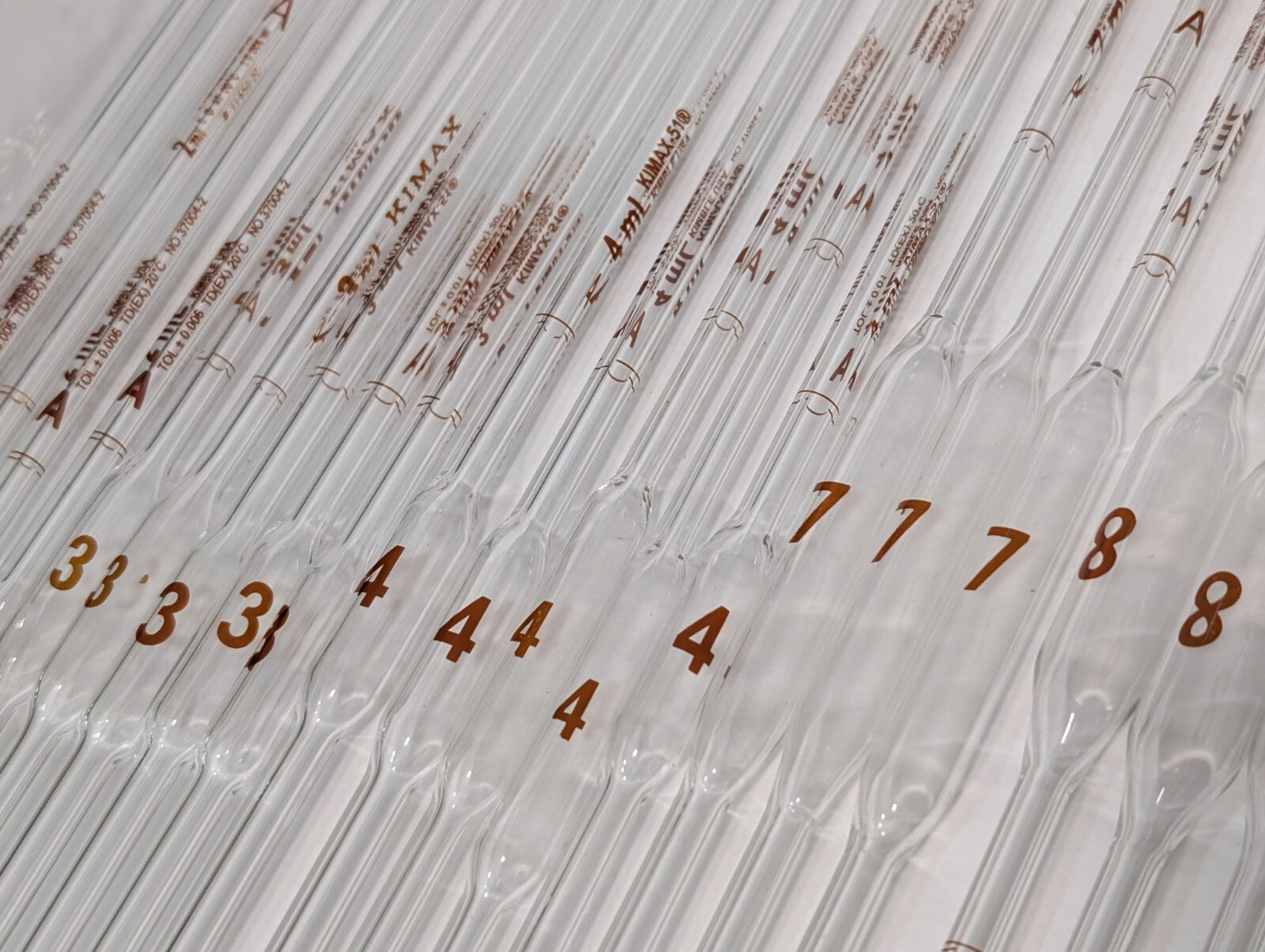 (50) Kimble KIMAX-51 Class Reuseable Volumetric Pipette Pipet, 2mL 4mL 5mL 10mL