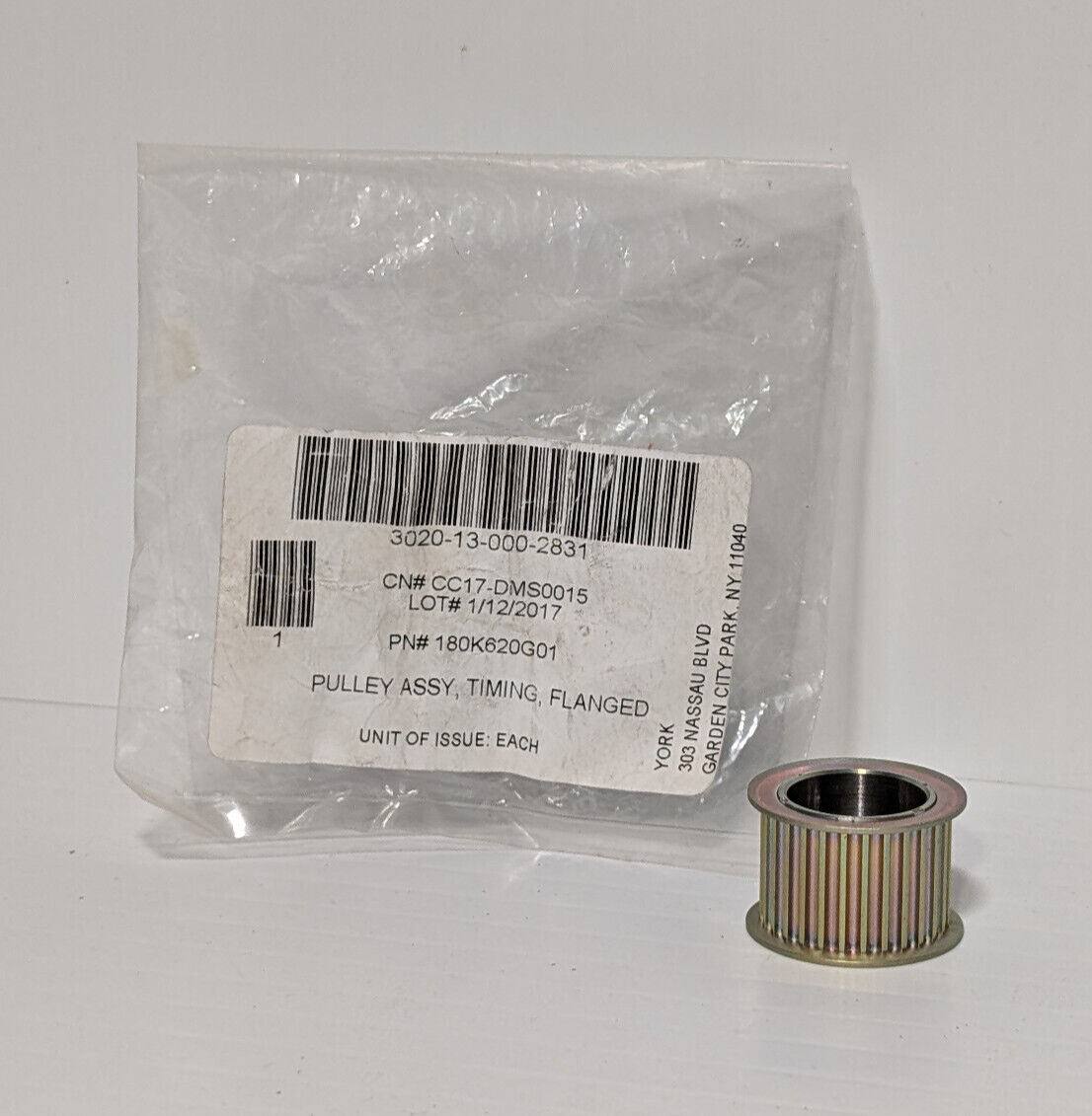 York 3020-13-000-2831 Pulley Assy, Timing Flanged, P/N# 180K620G01