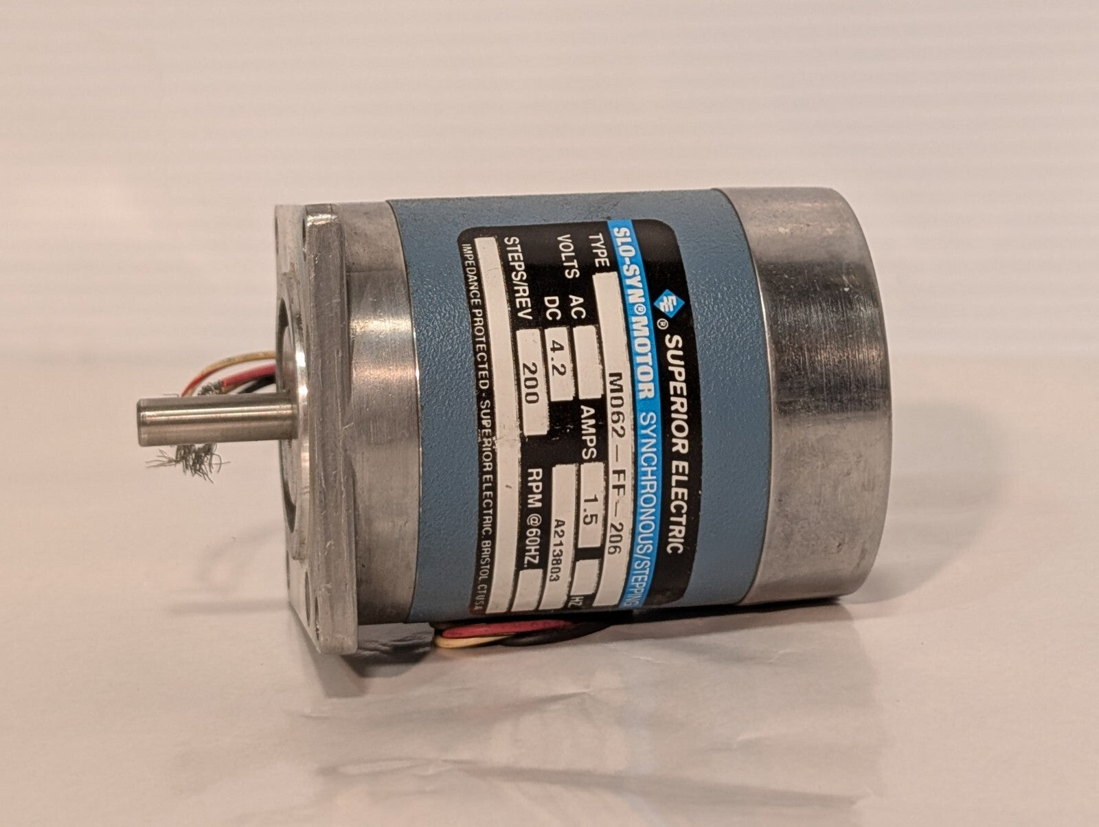Superior Electric M062-FF-206 Slo-Syn Stepping Motor, 200rpm, 1.5A, 4.2vdc