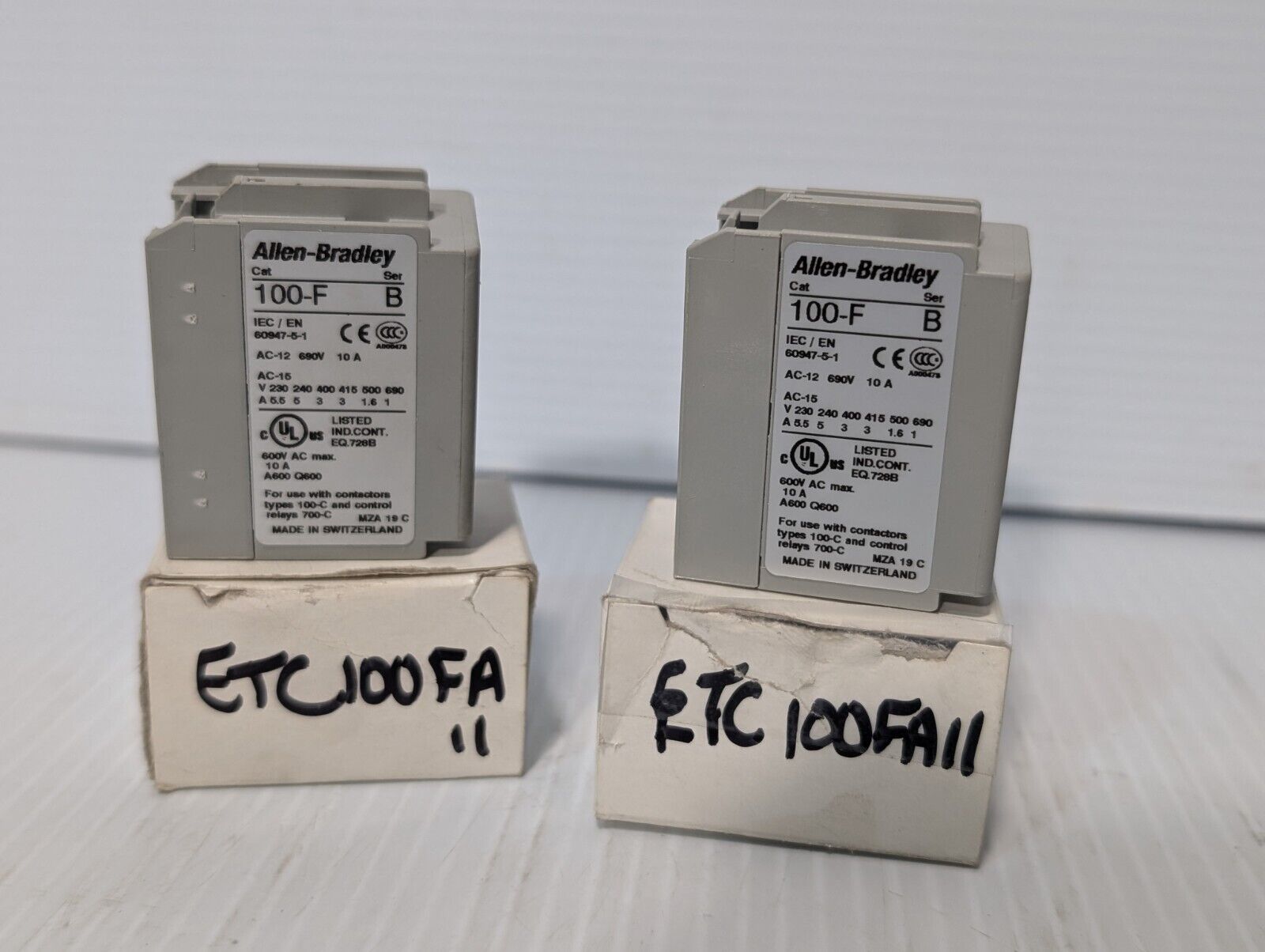 Allen Bradley 100-F Ser. B, Auxiliary Contact, Contact Block, AC-12 690V 10A