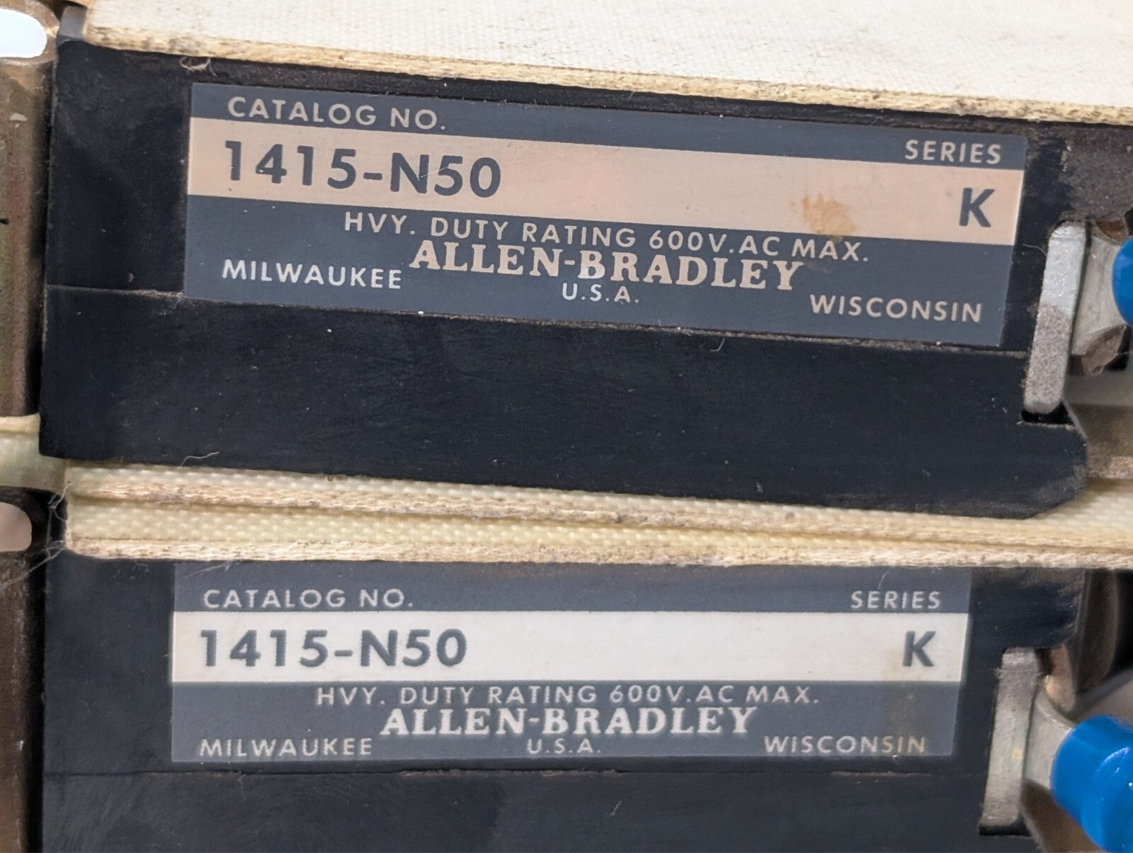 (2) Allen Bradley 1415-N50 Ser. K Overload Relay, Linked