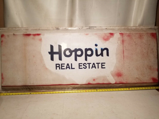 Vintage plastic marquee sign insert, Hoppin Real Estate, 5 ft by 2 ft-Free Ship