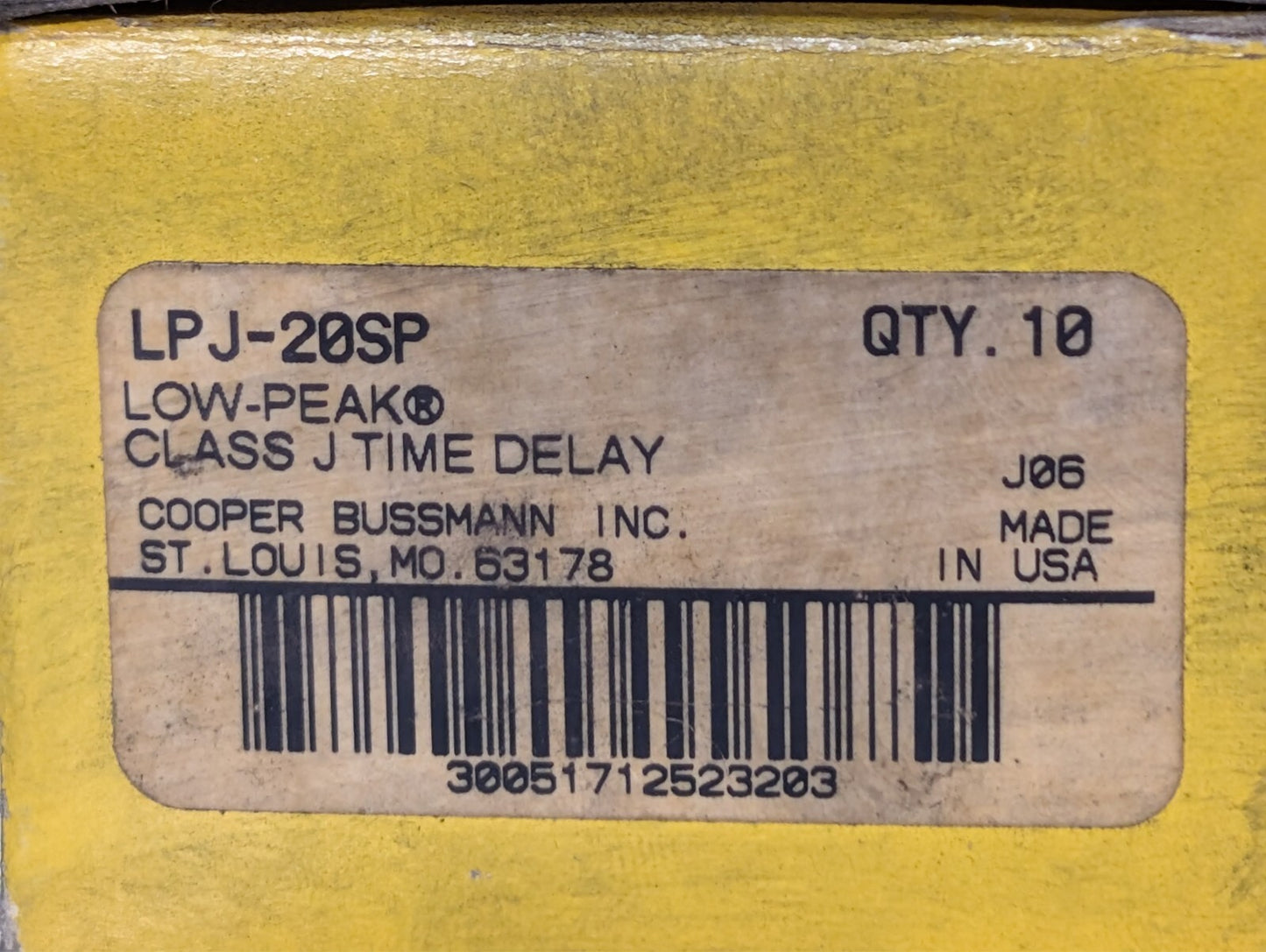 (10 Pack) Bussmann LPJ-20SP 20A 300V Fuse