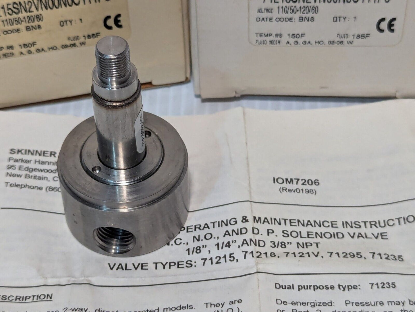 Parker Hannifin 71215SN2VN00N0C111P3 valve, 110/120VAC, 150/185 deg F -Free Ship